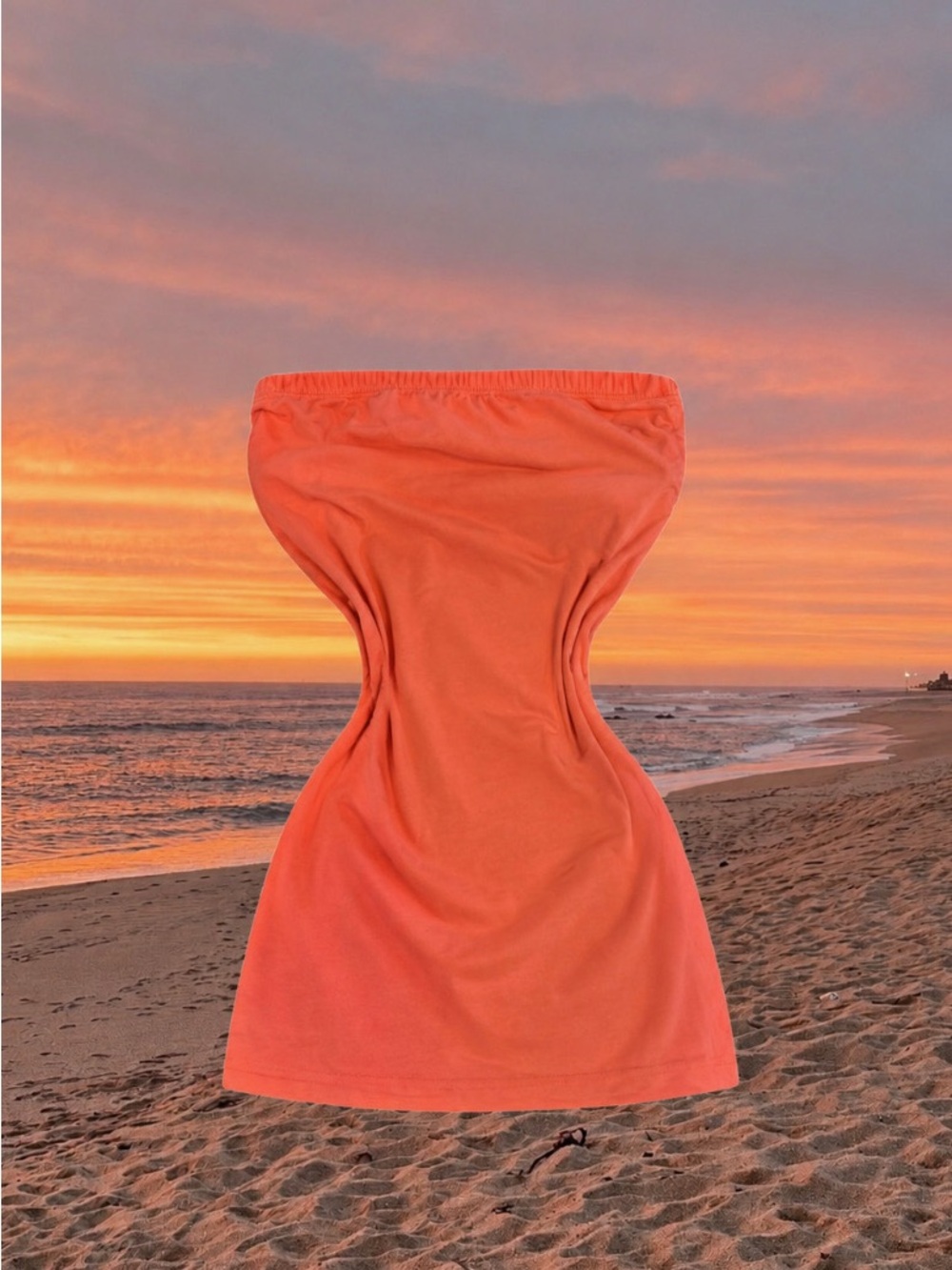 Vintage Sunset Surf Co. Strapless Top ~ Coral